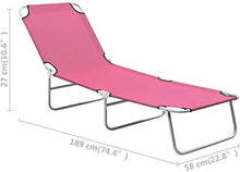 L&B-MR - Lettino da sole pieghevole per esterni, con struttura in acciaio e tessuto, colore: Rosa