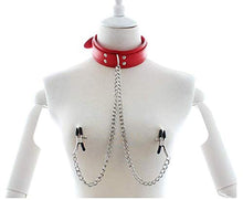Collana regolabile con colletto in pelle con catena