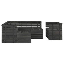 vidaXL Set Divani da Giardino su Pallet 10 pz Legno Pino Grigio Scuro