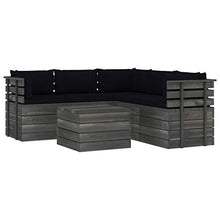 FAMIROSA Set Divani da Giardino su Pallet 6 pz con Cuscini Massello Pino-1906