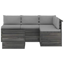 FAMIROSA Set Divani da Giardino su Pallet 5 pz con Cuscini Massello Pino-1828