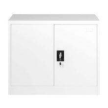Armadietto a 2 ante in acciaio bianco con serratura, altezza 73 cm
