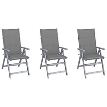 vidaXL Sedie da Giardino Reclinabili 3 pz con Cuscini Massello Acacia
