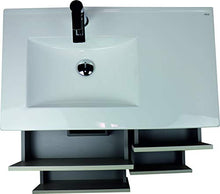 Mobile Bagno Sospeso con Lavabo in Porcellana - con 4 Cassetti - Il Mobile è MONTATO - Modello Tuela (100 cms, Taiga)
