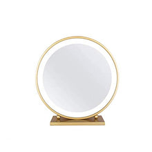 AOIWE Specchio Golden Round LED Lampada LED Desktop Specchio in Ferro battuto in Ferro truccato in Metallo con spogliatoio Studio Specchio per Il Trucco Specchio Specchio