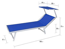 VERDELOOK Lettino da Mare con Parasole, Struttura in Alluminio Telo in textilene, 186x61x38 cm, Blu