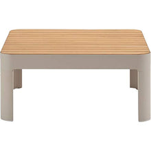 Meubletmoi 4683 - Tavolino da giardino quadrato in alluminio, colore: Beige e Teck