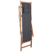 vidaXL Sdraio Pieghevole Legno e Tessuto Grigio Sedia da Spiaggia Prendisole