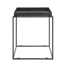 Beliani Tavolino Metallo Nero con Vassoio Design Industriale 50 x 40 x 40 cm Saxon