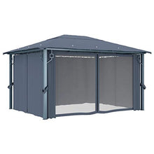 vidaXL Gazebo con tende, 400 × 300 cm, antracite, alluminio