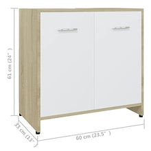 Mobile da bagno in rovere Sonoma 60 x 33 x 58 cm, colore: Bianco