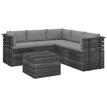 vidaXL Set Divani da Giardino su Pallet 6 pz con Cuscini Massello Pino