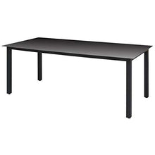 SKM Tavolo da Giardino Nero 190x90x74 cm in Alluminio e Vetro
