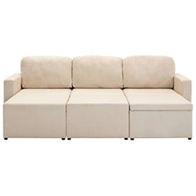 vidaXL Divano Letto Modulare a 3 Posti Divano Componibile per Tre Persone Divanetto Poltrone Arredo per Salotto Arredamento Crema in Tessuto
