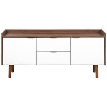 Beliani Credenza Bianca e Marrone 68 x 149 cm a Due Ante Stile Scandinavo Madera