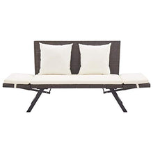 Festnight Panchina da Esterni in Polyrattan, Panche da Giardino con Cuscini Marrone 176 cm