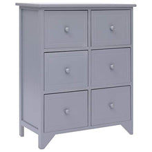 E E-NICES Armadietto con 6 Cassetti Grigio 60x30x75cm Legno di Paulownia