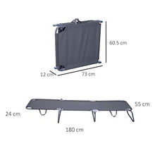 Lettino Prendisole Pieghevole da Giardino 180x55x24 cm in Metallo e Tessuto Oxford Grigio