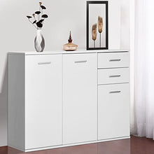 homcom Armadietto da Ufficio 3 Armadietti 2 Cassetti Legno 106x35x76cm Bianco