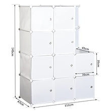 homcom Armadio Armadietto Guardaroba Scaffale 10 Cubi Mobiletto Modulare 111×47×145cm Bianco