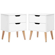 Q-HL Comodino Set di 2 Comodini Tavolo da Comodino Bianco con 2 Cassetti unità di Stoccaggio A Presa Incassata per Camera da Letto Bagno Soggiorno