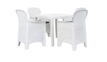 Tomaino Sedie e Tavolo da Giardino in plastica Simil Rattan (Bianco)