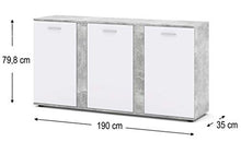 BIM Furniture Comò Amigo con 3 ante 190 cm, credenza multiuso per camera da letto, soggiorno, tappetino bianco