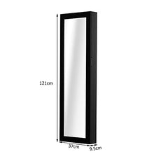 homcom – Armadio Portagioielli da Parete con Specchio in Legno MDF, Nero,37x9.5x121cm