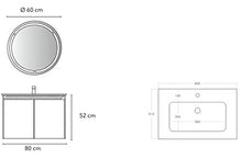 Set Mobile Lavabo Specchio LED Arredo Bagno Moderno Arizona80 CERAMICHEMIRANDA-Bronzo