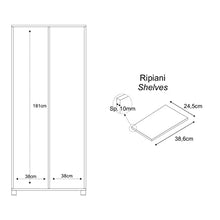 iperbriko Armadio Multiuso Slim Due Ante a Specchio Otto Ripiani Titanio 83x29x h190 cm