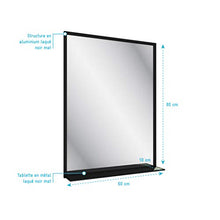 Aurlane Specchio bagno 80x60cm - laccato nero opaco con ripiani - FRAMED MIRROR