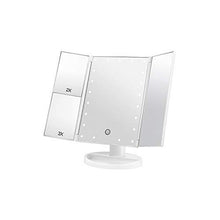 YEESEU. Tri-Fold Trucco LED Specchio, Illuminato Tri-Fold cosmetico Specchio da Toilette con Tocco Dimmer Switch Batteria e Alimentazione USB for Vanity Specchio delle Donne