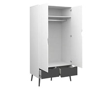 Esidra Armadio Guardaroba 2 Ante + 2 cassetti Bicolore, 98,6 x 200,1 x 58,1 cm