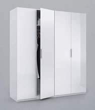 Dmora Armadio Guardaroba 4 Ante, Laminato Bianco, 180 x 200 x 52 cm