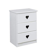 LULU MÖBEL Comodino Heart Comodino in Legno, Comodino, Comodino Bebè, mobili per camerette e camerette, cassettiera. (Bianco)