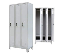 Armadio Armadio Armadio in acciaio con 3 scomparti per spogliatoi, grigio 90 x 45 x 180 cm
