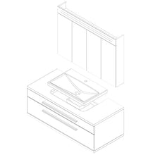 FACKELMANN - Set di mobili da bagno Stanford, 3 pezzi, con mobiletto da appendere e lavabo in ceramica, 110 cm, con specchio a LED