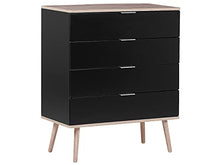 Beliani Cassettiera Nera e MDF Colore Legno Chiaro con 4 Cassetti 93 x 79 cm Walpi