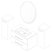 Fackelmann Set di mobili da Bagno Bianco Lucido lavabo sospeso & Rotondo Specchio da Bagno a LED 80 cm 4 pz.
