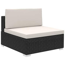 vidaXL Divano da Giardino Set 15 pz in Polirattan Nero Sofa con Cuscini Tavolo