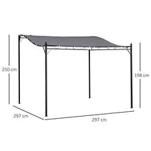 Outsunny Gazebo Pergola 3x3m da Esterno, Giardino o Terrazzo con Tenda Impermeabile Grigia