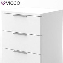 Vicco Comodino Bianco Tavolo da Notte Con 3 cassetti Comò cassettone