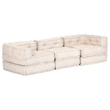 vidaXL Pouf Modulare a 3 Posti Comodo Ampio Divano Letto Robusto Resistente Durevole Solido Arredo Camera Mobile Imbottito Decorativo Beige in Tessuto