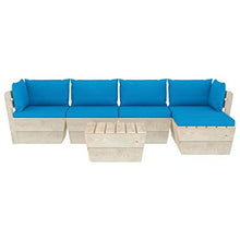 FAMIROSA Set Divani da Giardino su Pallet 6 pz con Cuscini Legno Abete-3508