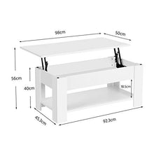Yaheetech Tavolino da caffè sollevabile Tavolo Moderno Elevabile da Salotto Divano caffè con Ripiano Inferiore Bianco 98 x 50 x 41,8 cm Bianco