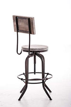 CLP Sgabello Bar Design Industriale Belt In Legno E Metallo - Sedia Rustica Con Schienale Ad Altezza Regolabile 61-74 cm, Colore:bronzo