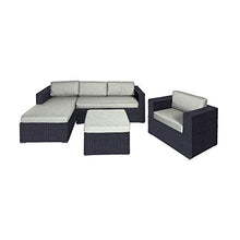 Gartentraum Salotto 6 posti in polyrattan Nero-Grigio - Lounge Calva