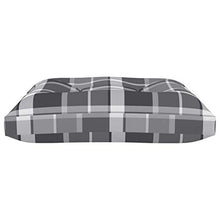 vidaXL Cuscino per Pouf su Pallet Grigio Motivo a Quadri in Tessuto