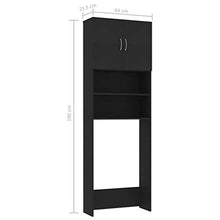Festnight Mobile per Lavatrice, Mobiletto per Bagno in Truciolato Nero 64x25,5x190 cm