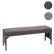 Mendler Panca panchina HWC-G16 polyrattan 112cm Grigio Cuscino Grigio Scuro
